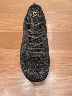 APL TechLoom Pro X Men’s 11 Black Gold Knit Sneakers NEW w/ Box Luxury Trainers